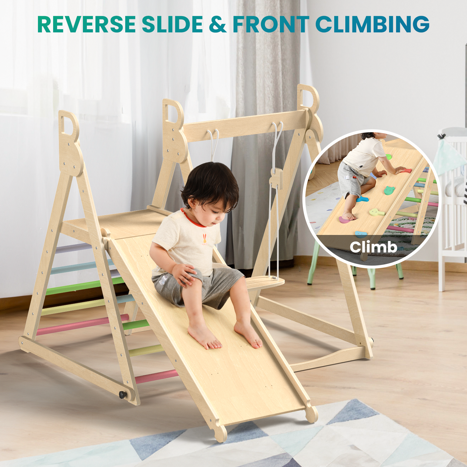 Whoop- BlueWood® Indoor Jungle Gym Playset *Rainbow